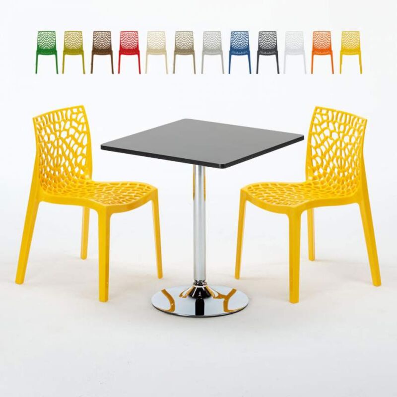 

Mesa Cuadrara Negra 70x70 cm y Sillas De Colores Gruvyer Mojito | Color: Amarillo
