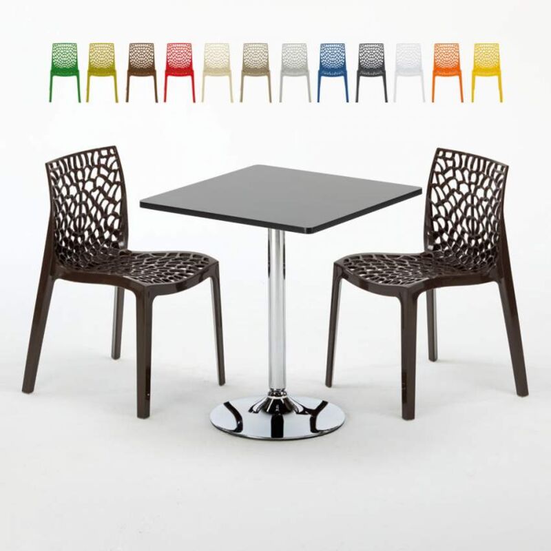 

Mesa Cuadrara Negra 70x70 cm y Sillas De Colores Gruvyer Mojito | Color: Marrón