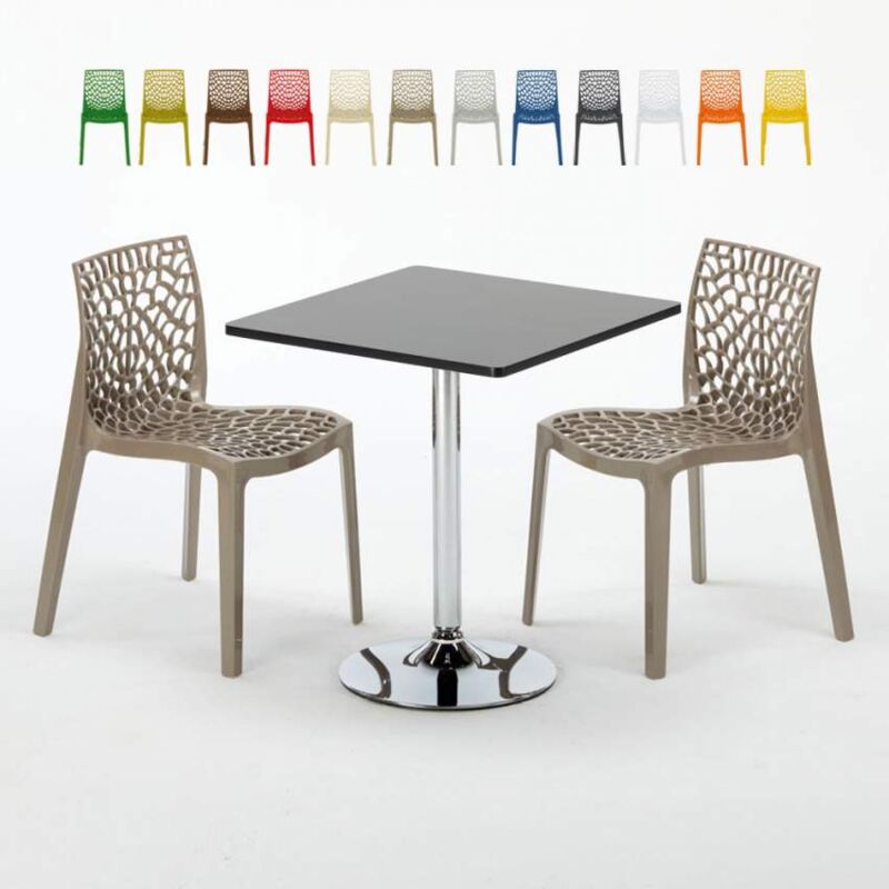 

Mesa Cuadrara Negra 70x70 cm y Sillas De Colores Gruvyer Mojito | Color: Beige Juta