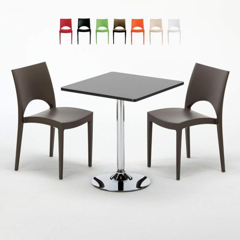 

Mesa Cuadrada Negra 70x70 cm y 2 Sillas De Colores Paris Mojito | Color: Marrón