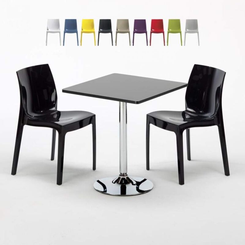 

Mesa Cuadrada Negra 70x70 cm y 2 Sillas De Colores Ice Mojito | Color: Negro