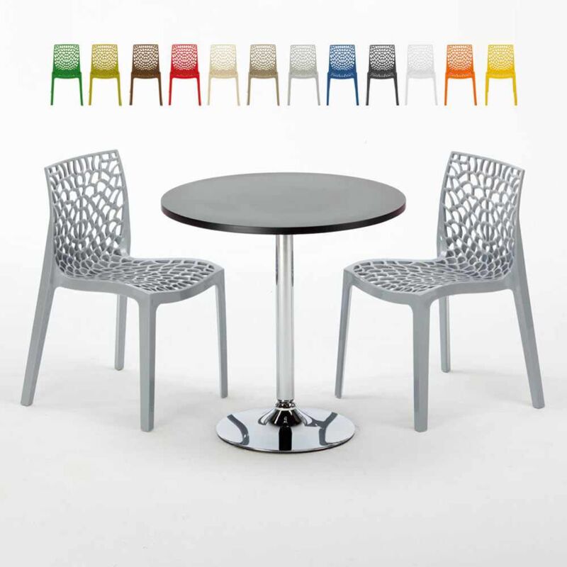 

Mesa Redonda Negra 70x70 cm y 2 Sillas De Colores Gruvyer Cosmopolitan | Color: Gris