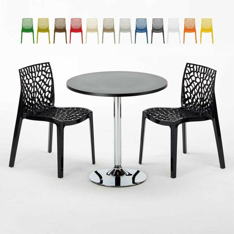 

Mesa Redonda Negra 70x70 cm y 2 Sillas De Colores Gruvyer Cosmopolitan | Color: Negro