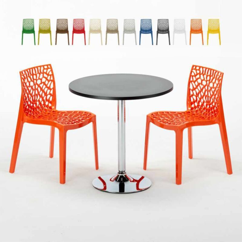 

Mesa Redonda Negra 70x70 cm y 2 Sillas De Colores Gruvyer Cosmopolitan | Color: Naranja
