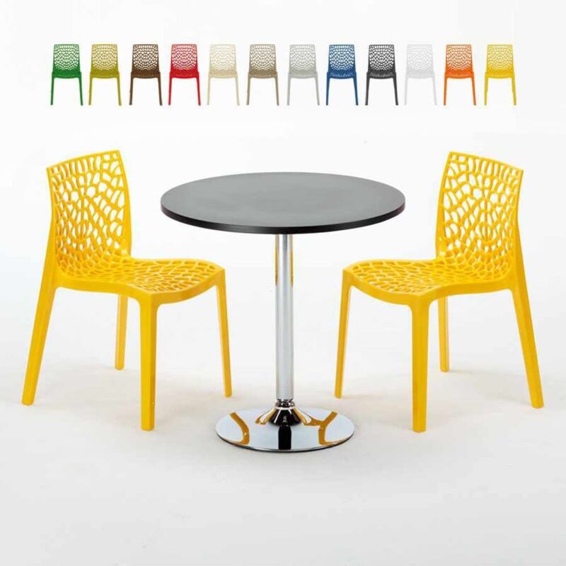 

Mesa Redonda Negra 70x70 cm y 2 Sillas De Colores Gruvyer Cosmopolitan | Color: Amarillo