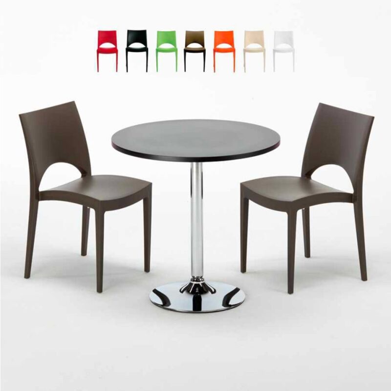 

Mesa Redonda Negra 70x70 cm y 2 Sillas De Colores Paris Cosmopolitan | Color: Marrón