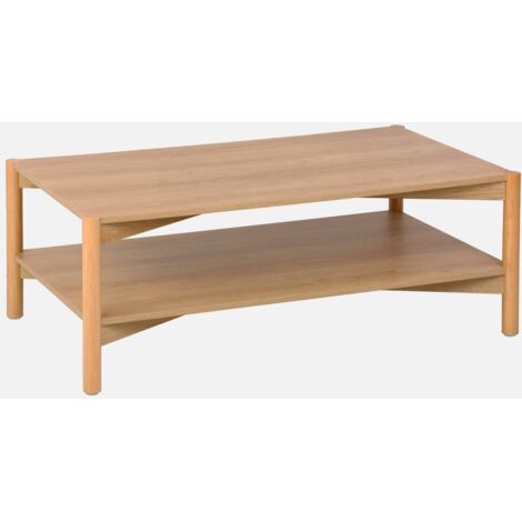Tavolino rettangolare decorazione legno doppio ripiano