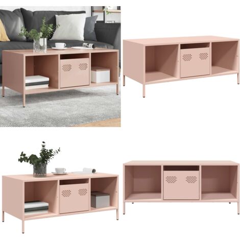 Tavolino Rosa 101,5x50x43,5 cm in Acciaio Laminato a Freddo - Tavolino in acciaio - Tavolino rosa