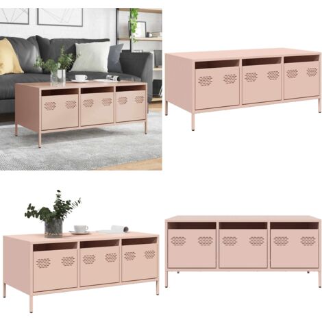 Tavolino Rosa 101,5x50x43,5 cm in Acciaio Laminato a Freddo - Tavolino in acciaio - Tavolino rosa
