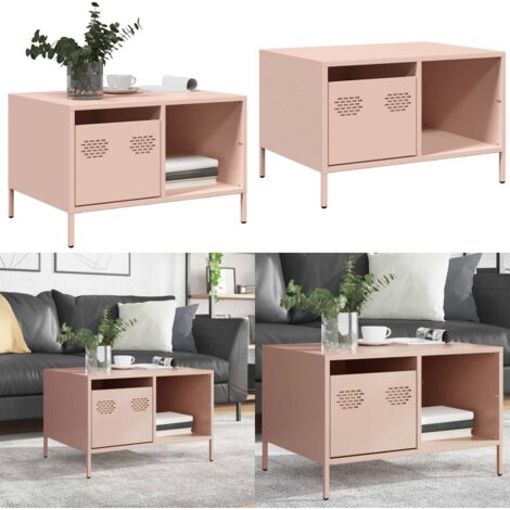 Tavolino Rosa 68,5x50x43,5 cm in Acciaio Laminato a Freddo - Tavolino in acciaio - Tavolino rosa