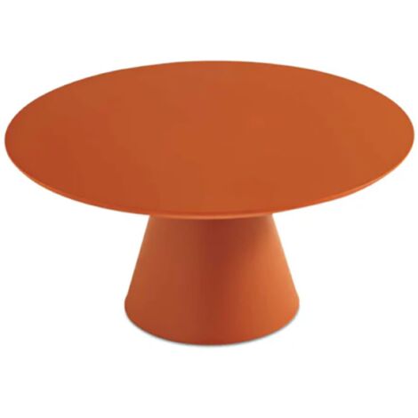 Tavolino rotondo con piano in legno e base in metallo Ruggine - TRIADE Large