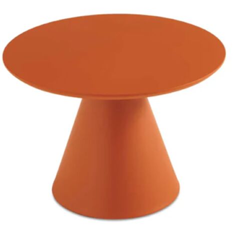 Tavolino rotondo con piano in legno e base in metallo Ruggine - TRIADE Medium