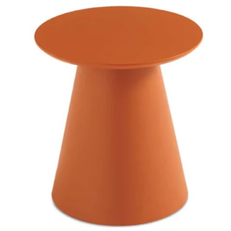 Tavolino rotondo con piano in legno e base in metallo Ruggine - TRIADE Small