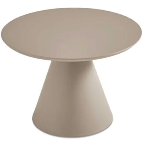 Tavolino rotondo con piano in legno e base in metallo Tortora - TRIADE Medium