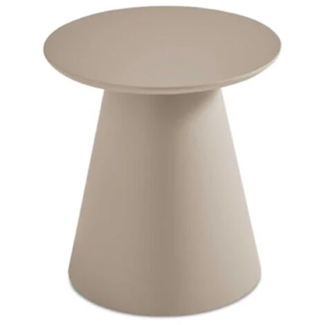 Tavolino rotondo con piano in legno e base in metallo Tortora - TRIADE Small