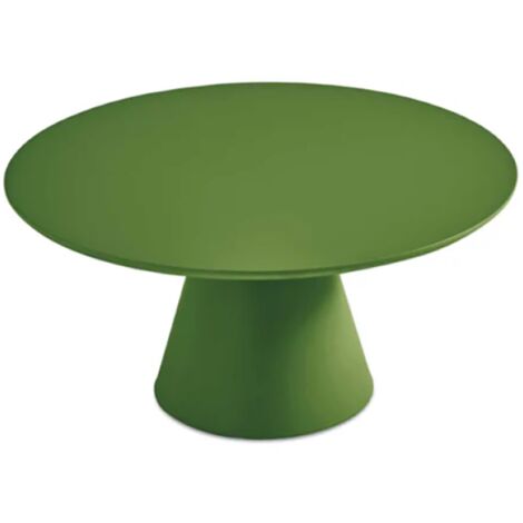 Tavolino rotondo con piano in legno e base in metallo Verde - TRIADE Large