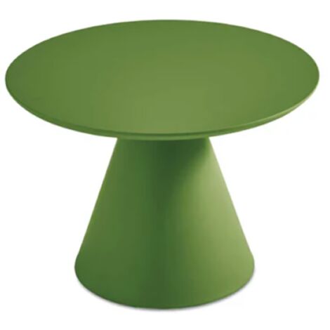 Tavolino rotondo con piano in legno e base in metallo Verde - TRIADE Medium