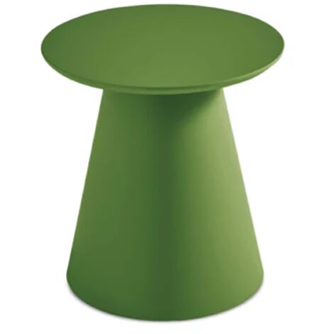 Tavolino rotondo con piano in legno e base in metallo Verde - TRIADE Small