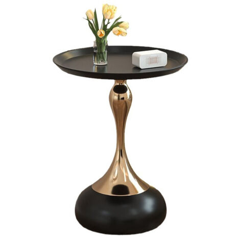 Tavolino rotondo, Elegante tavolino da cocktail e bevande, Comodino in marmo Tavolino da caffè piccolo Tavolino da salotto e per piccoli ambienti - Nero