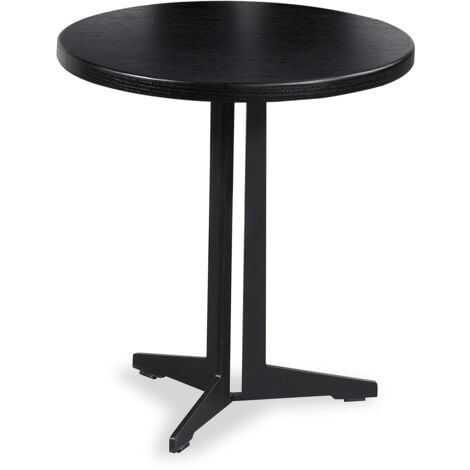 Tavolino da salotto rotondo in legno chiaro e metallo nero D90 cm