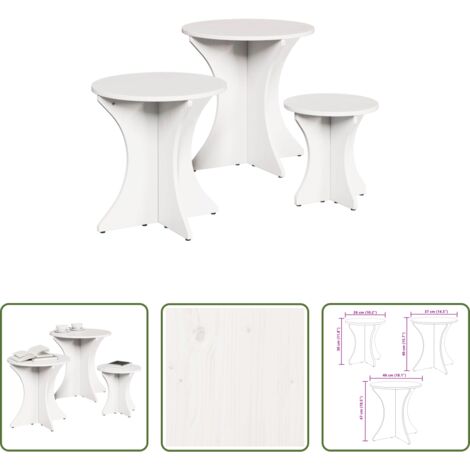 Tavolino rotondo -  Tavolino da salotto 3 pcs Bianco