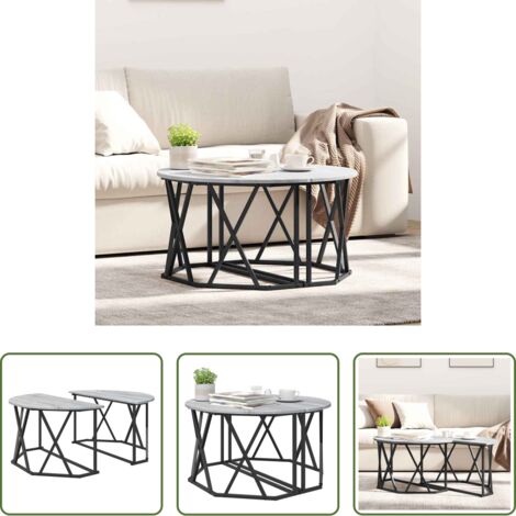 Tavolino rotondo -  Tavolino da salotto Grigio Sonoma 80 x 80 x 42 cm