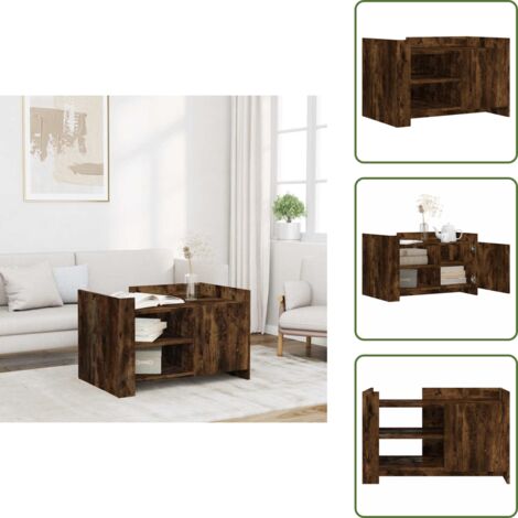 Tavolino Rovere Fumo - vidaXL Tavolino da Salotto Rovere Fumo 80x50x50cm in Legno Multistrato - Tavolino con portaoggetti