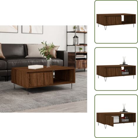 Tavolino Rovere Marrone - vidaXL Tavolino da Salotto Rovere Marrone 90x60x35cm Legno Multistrato - Tavolino con scomparti
