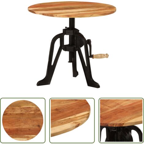 Tavolino rustico -  Tavolino 60x(42-62) cm in Legno Massello di Acacia e Ghisa