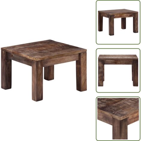 Tavolino rustico - vidaXL Tavolino da Salotto 50x50x35 cm Legno Massello di Mango - Tavolino in legno massello