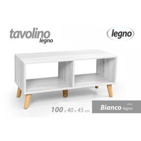 Tavolino salotto basso bianco cm 100 x 40 x 45 h