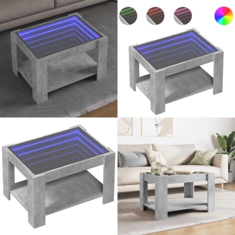 Tavolino Salotto con LED Grigio Cemento 73x53x45 cm Multistrato - Tavolino con LED - Tavolino da soggiorno