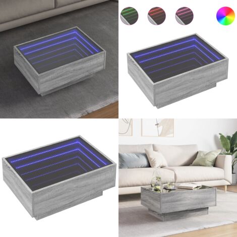 Tavolino Salotto con LED Grigio Sonoma 70x50x30 cm Multistrato - Tavolino con luci RGB - Tavolino da soggiorno con LED