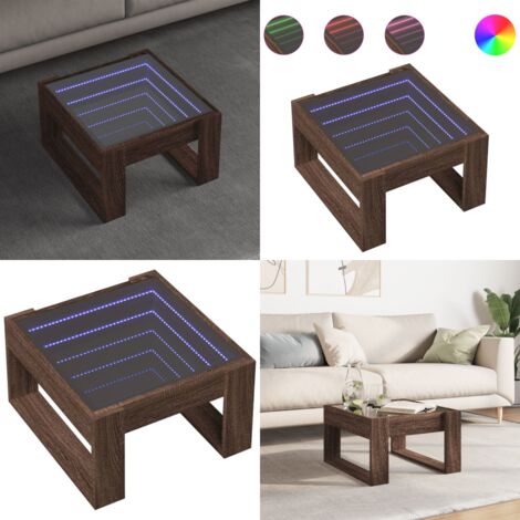 Tavolino Salotto con LED Infinity Rovere Marrone 50x53x30 cm - Tavolino con luci RGB - Tavolino da soggiorno con LED