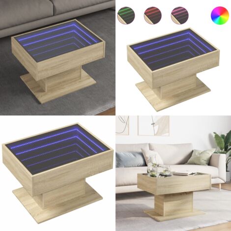 Tavolino Salotto con LED Rovere Sonoma 70x50x45 cm Multistrato - Tavolino con luci RGB - Tavolino da soggiorno con LED