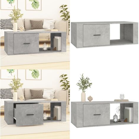 Tavolino Salotto Grigio Cemento 100x50,5x35cm Legno Multistrato - Tavolino da divano - Tavolino in legno
