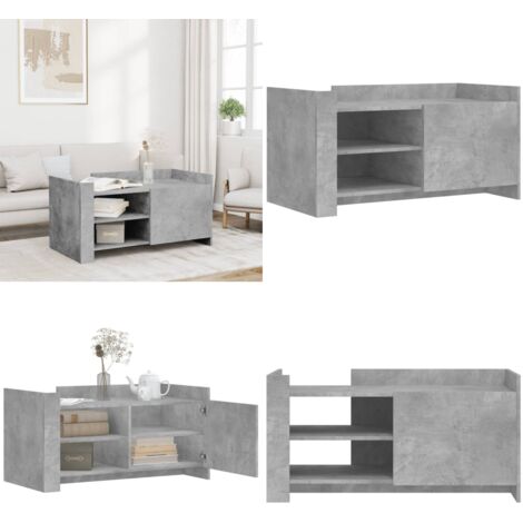 Tavolino Salotto Grigio Cemento 100x50x50 cm Legno Multistrato - Tavolino da salotto grigio cemento - Tavolino in legno multistrato
