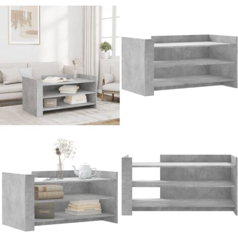 Tavolino Salotto Grigio Cemento 100x50x50 cm Legno Multistrato - Tavolino da soggiorno - Tavolino in legno multistrato
