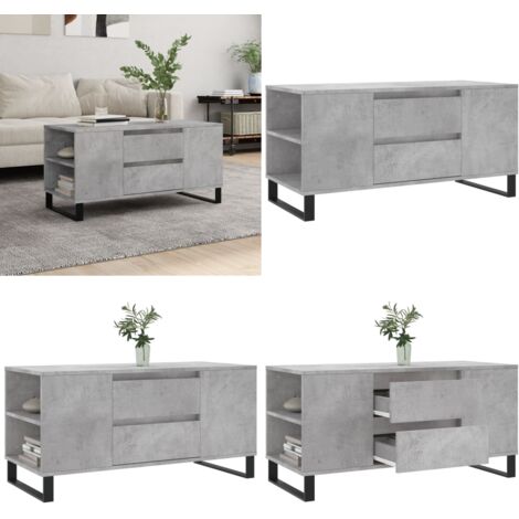 Tavolino Salotto Grigio Cemento 102x44,5x50cm Legno Multistrato - Tavolino da salotto - Tavolino in legno multistrato
