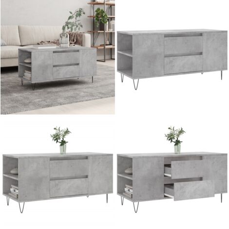 Tavolino Salotto Grigio Cemento 102x44,5x50cm Legno Multistrato - Tavolino da salotto - Tavolino in legno multistrato
