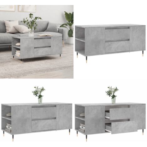 Tavolino Salotto Grigio Cemento 102x44,5x50cm Legno Multistrato - Tavolino da salotto - Tavolino in legno multistrato