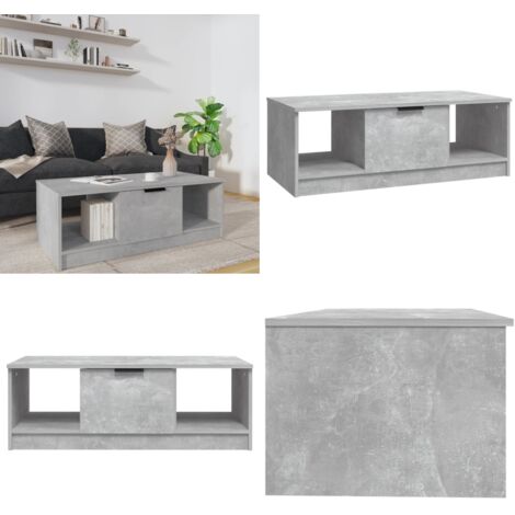 Tavolino Salotto Grigio Cemento 102x50x36 cm Legno Multistrato - Tavolino da soggiorno - Tavolino in legno multistrato