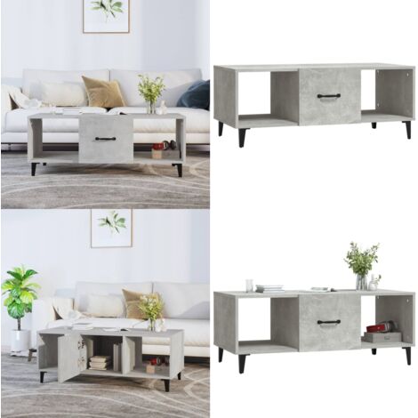 Tavolino Salotto Grigio Cemento 102x50x40 cm Legno Multistrato - Tavolino da salotto - Tavolino in legno