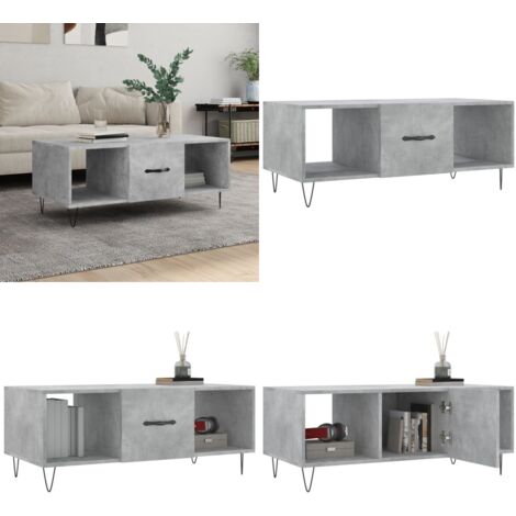 Tavolino Salotto Grigio Cemento 102x50x40 cm Legno Multistrato - Tavolino in legno - Tavolino grigio cemento