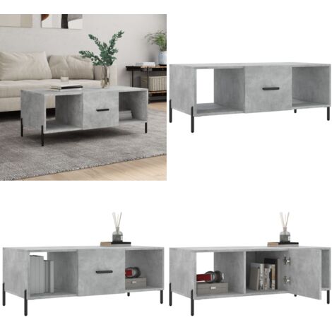 Tavolino Salotto Grigio Cemento 102x50x40 cm Legno Multistrato - Tavolino in legno - Tavolino grigio cemento