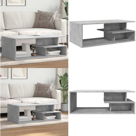 Tavolino Salotto Grigio Cemento 102x55x35 cm Legno Multistrato - Tavolino da soggiorno - Tavolino in legno multistrato