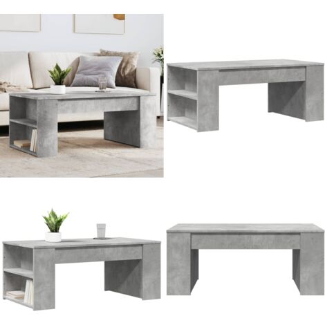 Tavolino Salotto Grigio Cemento 102x55x42 cm Legno Multistrato - Tavolino in legno - Tavolino da salotto grigio cemento