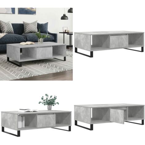 Tavolino Salotto Grigio Cemento 104x60x35 cm Legno Multistrato - Tavolino in legno multistrato - Tavolino grigio cemento