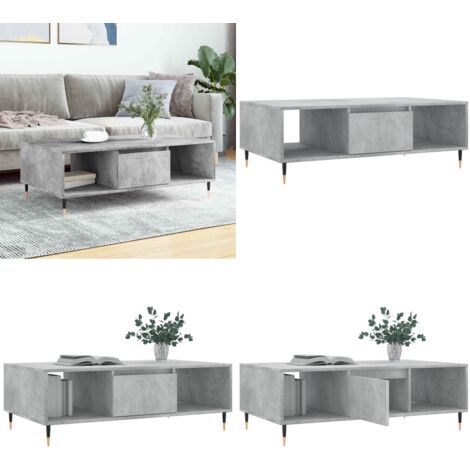 Tavolino Salotto Grigio Cemento 104x60x35 cm Legno Multistrato - Tavolino in legno multistrato - Tavolino grigio cemento