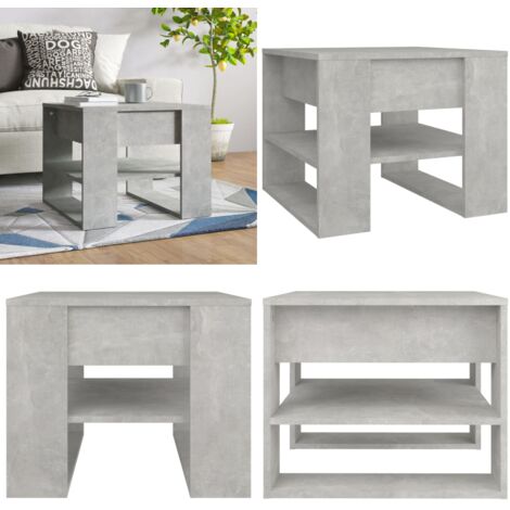 Tavolino Salotto Grigio Cemento 55,5x55x45 cm Legno Multistrato - Tavolo da caffè - Tavolino in legno multistrato